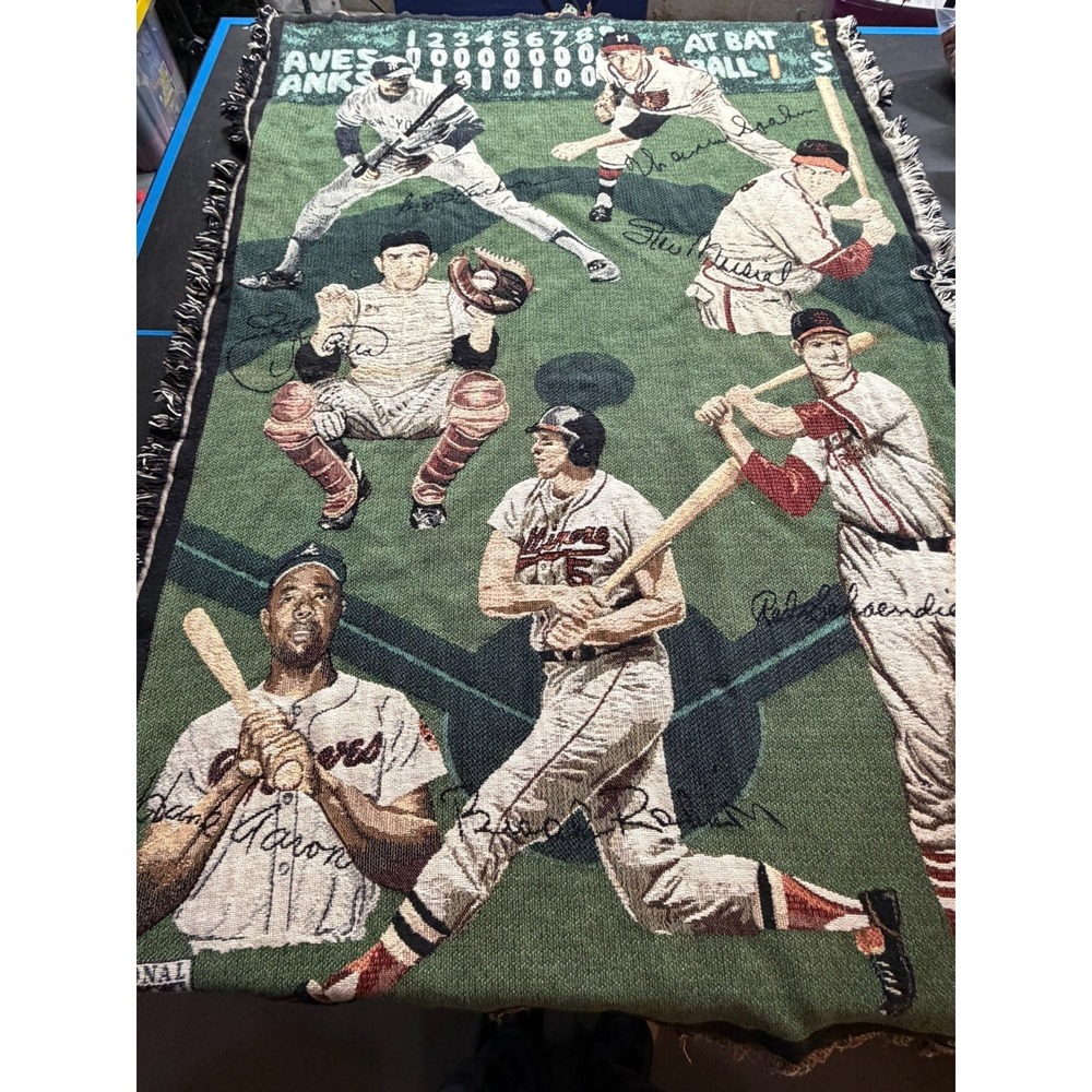 Vtg Goodwin Weavers Throw Cooperstown Collection Nat'l Baseball Hall Of Fame Tag